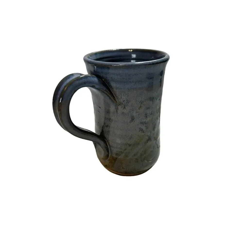 Hand Made Art Pottery Mug And Bowl Set Blues Grays Browns